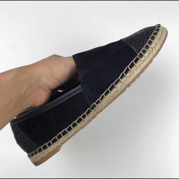 ALDO Black Snake Toe Cap Suede Espadrilles Flats - Picture 2 of 5